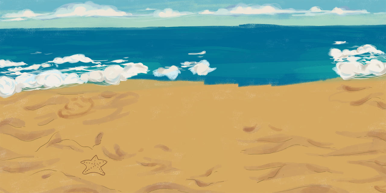 卡通沙滩海边夏日风情背景素材
