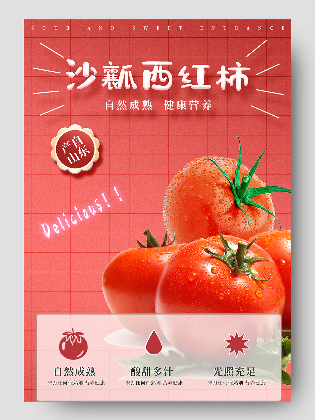 粉红色健康水果蔬菜沙瓤西红柿小番茄圣女果蔬菜生鲜西红柿详情页