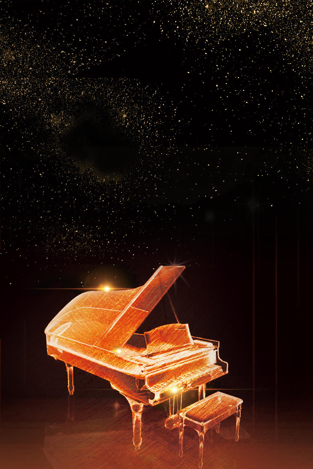炫光钢琴音乐节宣传黑色背景海报