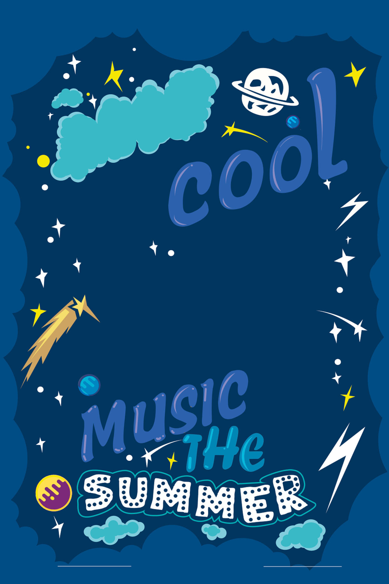 创意卡通字母背景音乐节宣传蓝色背景海报