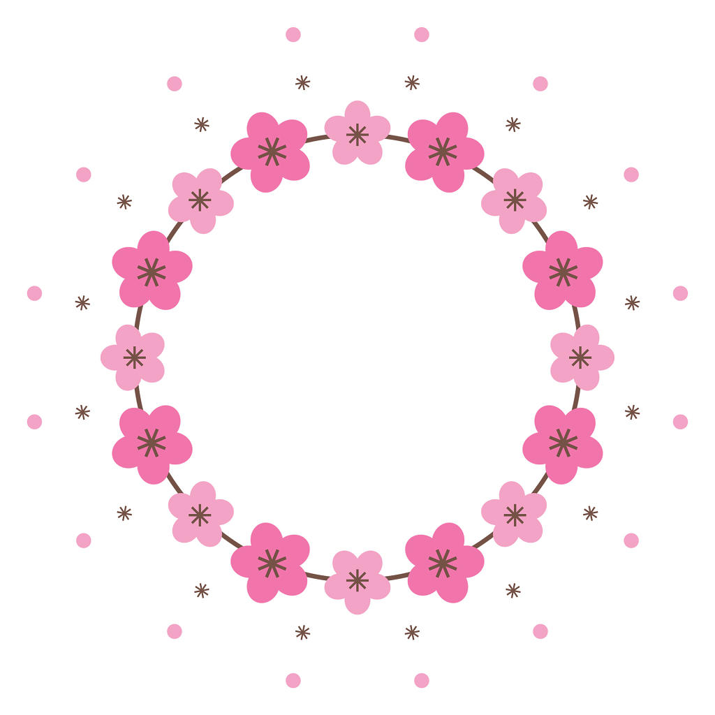唯美花环日本樱花花朵花瓣花卉清新矢量元素