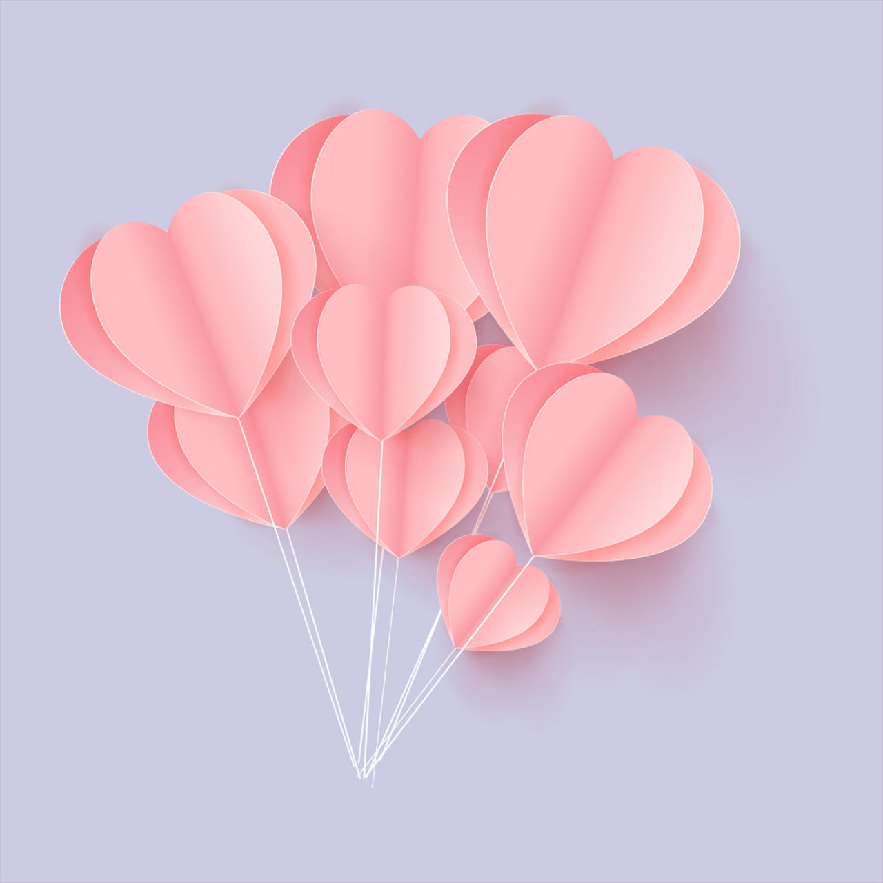 立体爱心折纸气球矢量素材