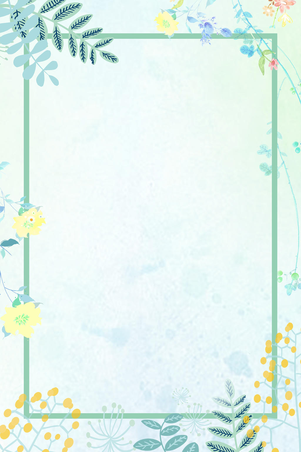 小清新手绘水彩花朵夏季新品促销海报背景素材