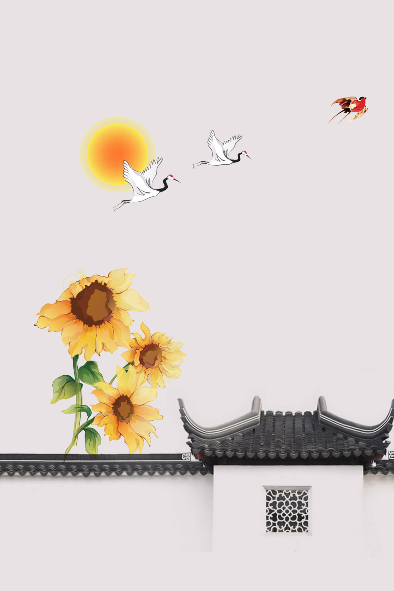 中国传统节日白色墙舍24节气小暑海报背景