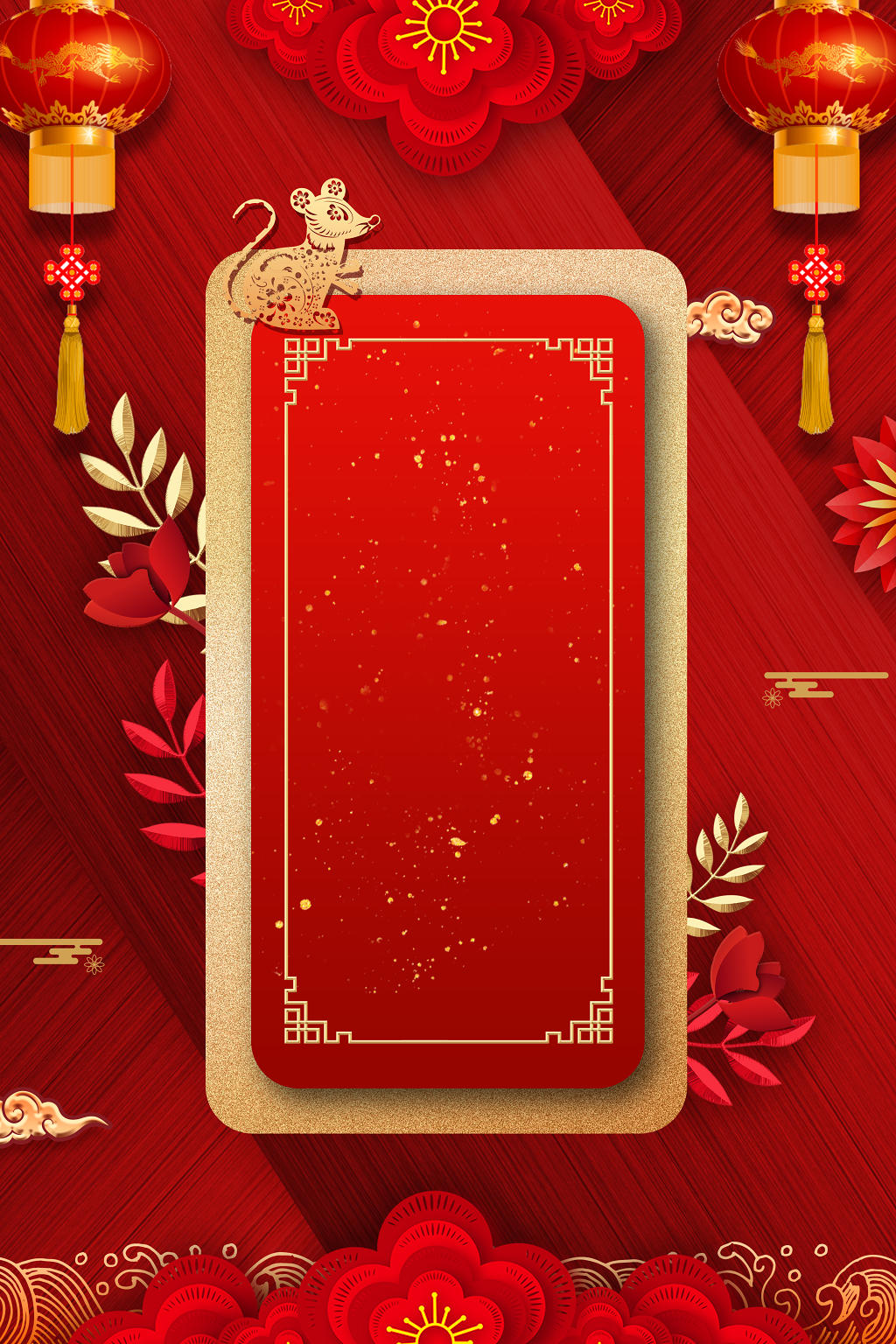 红色喜庆剪纸小年新年春节背景素材