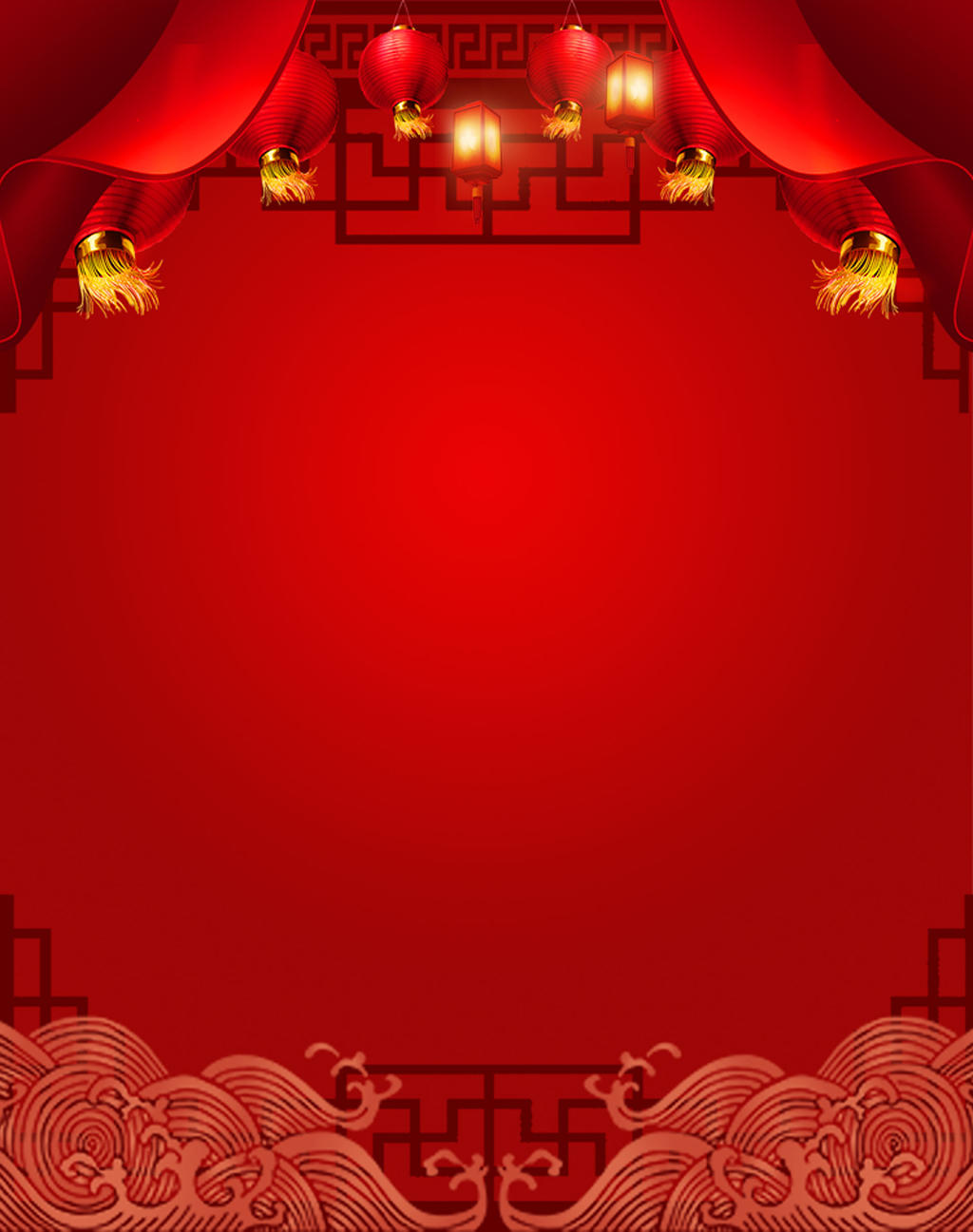 红色喜庆竖版2020鼠年新年元旦灯笼春节海报背景素材