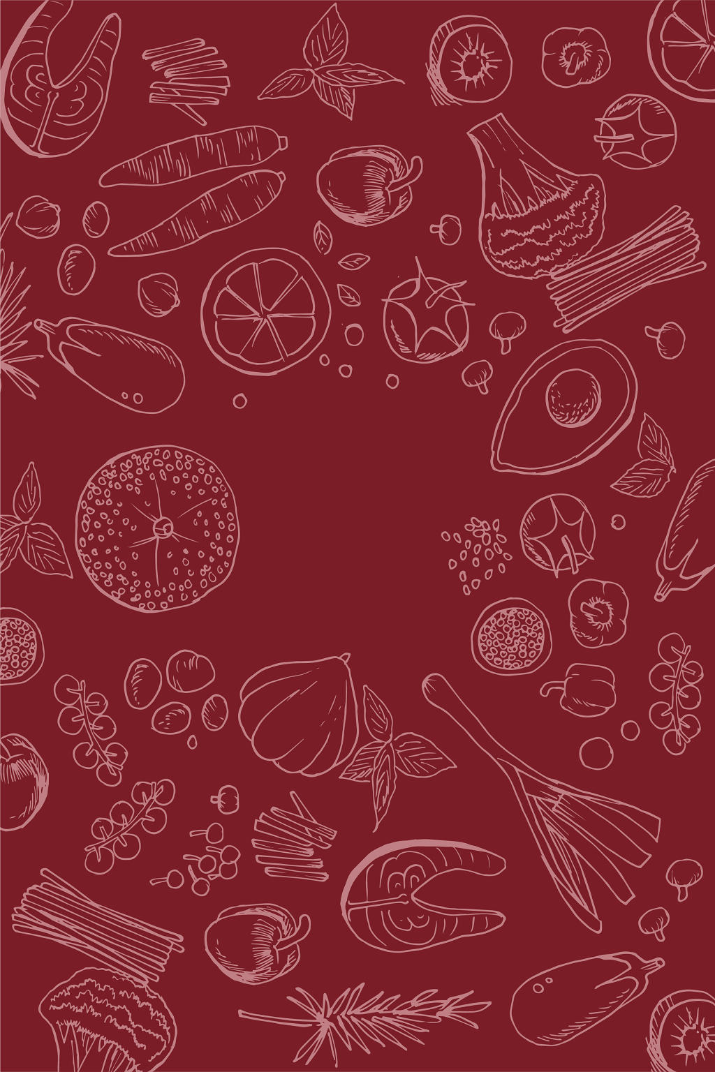 红色食物简笔画美食边框背景