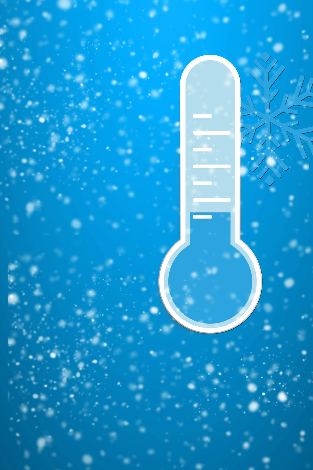 蓝色简约雪花温度计节气冬天冬季海报背景