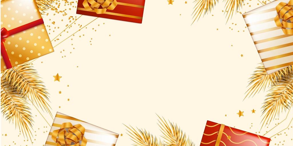 米色礼品盒圣诞节矢量展板背景