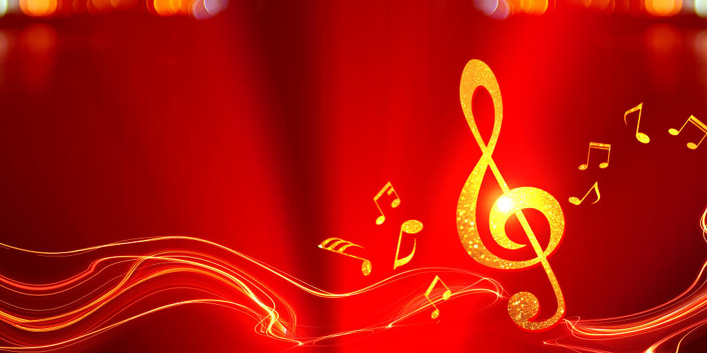 跨年音乐会红色光晕音乐音乐会乐器音符音乐背景