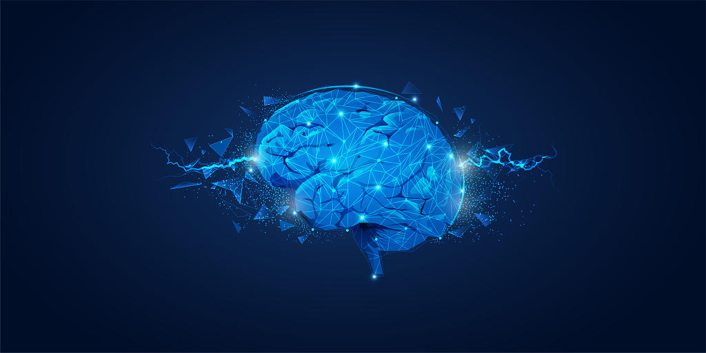 智能大脑蓝色科技大脑科技光效背景展板