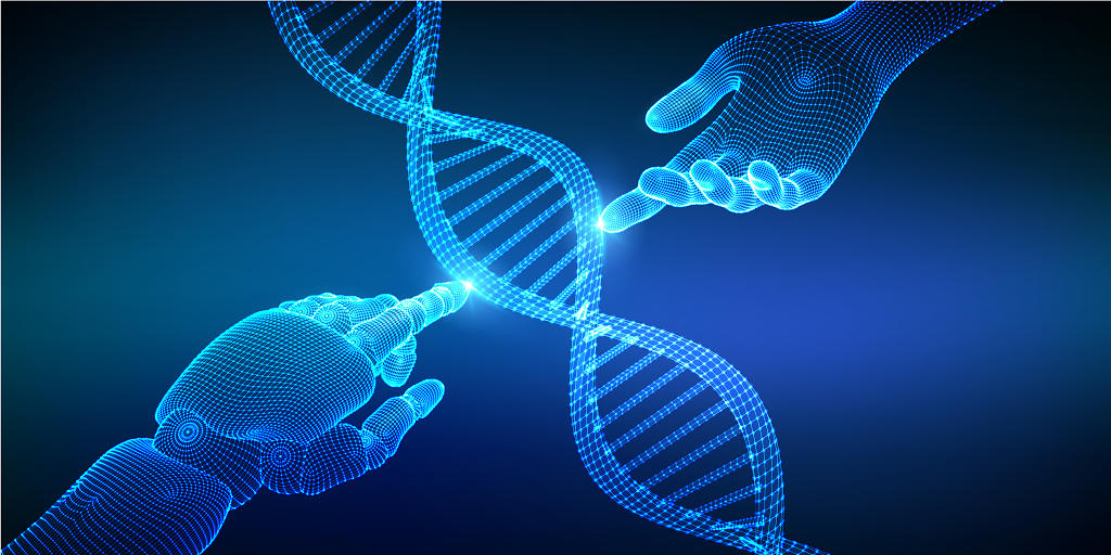 蓝色科技基因分子DNA医学医疗科技生物科技商务展板背景