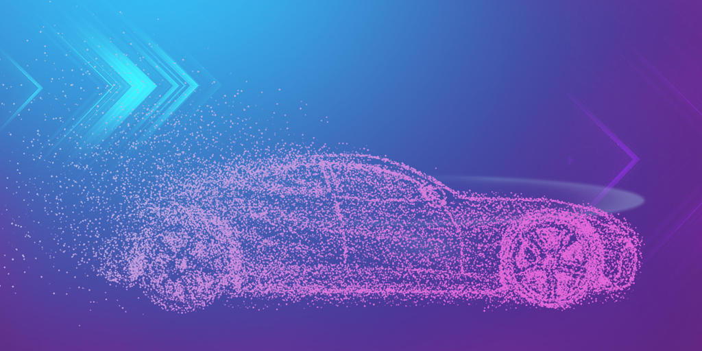 科技蓝紫色渐变简约点阵汽车现代风展板背景