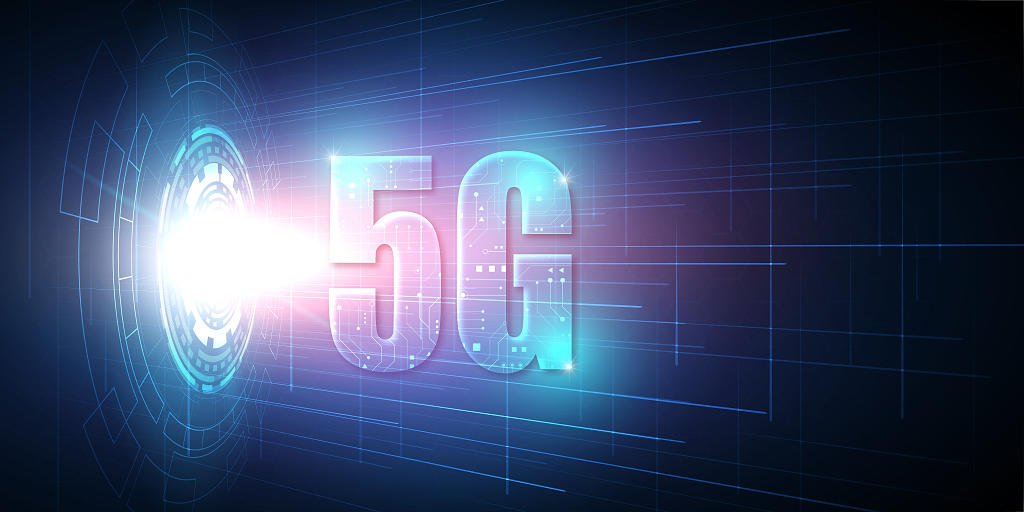 科技底纹蓝色科技线条光效5G网络科技移动联通商务展板背景