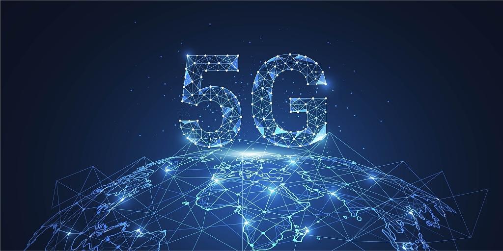 深蓝色科技感5G科技线条网络地球展板背景