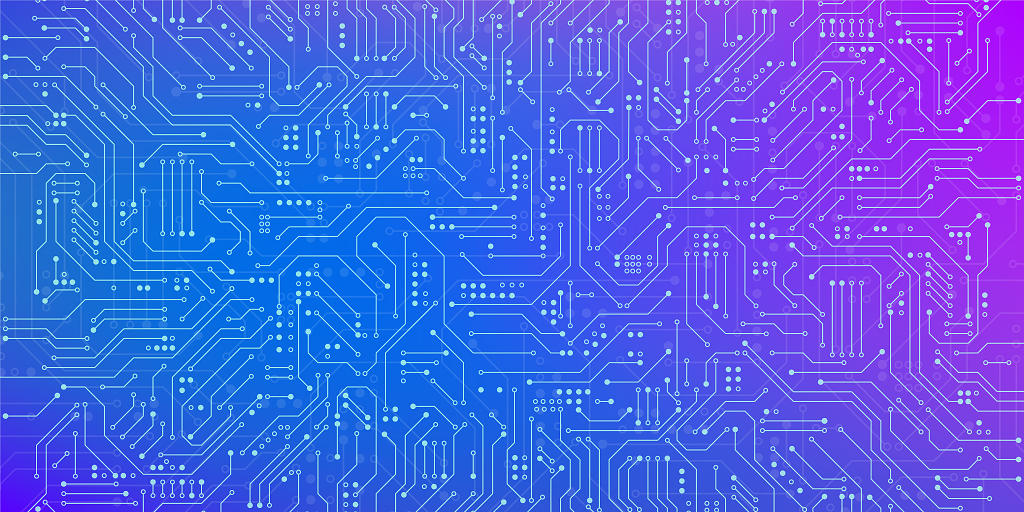 科技底纹蓝紫色渐变科技感光效线条科技芯片网络科技电路图展板背景