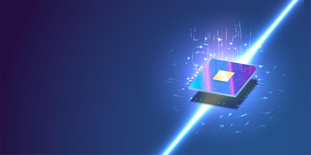 蓝色科技科技云存储卡存储记忆光效科技展板背景