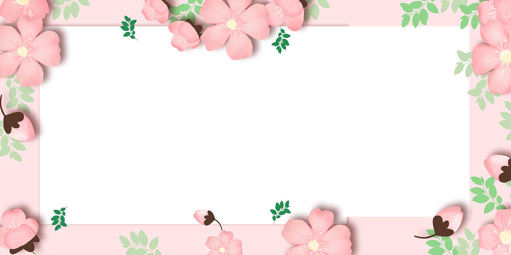 简约大气粉色春季焕新春粉色花瓣春暖花开春天边框展板背景