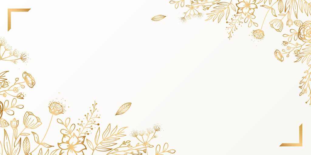 小碎花金色线条树叶叶子花朵花卉落叶展板背景