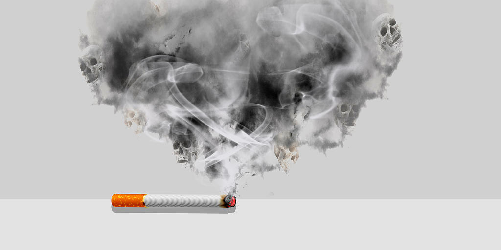 灰色简约香烟烟雾骷髅531禁止吸烟世界无烟日展板背景