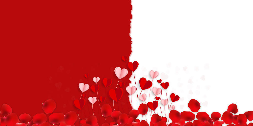 520情人节红色简约清新情人节爱心玫瑰展板背景