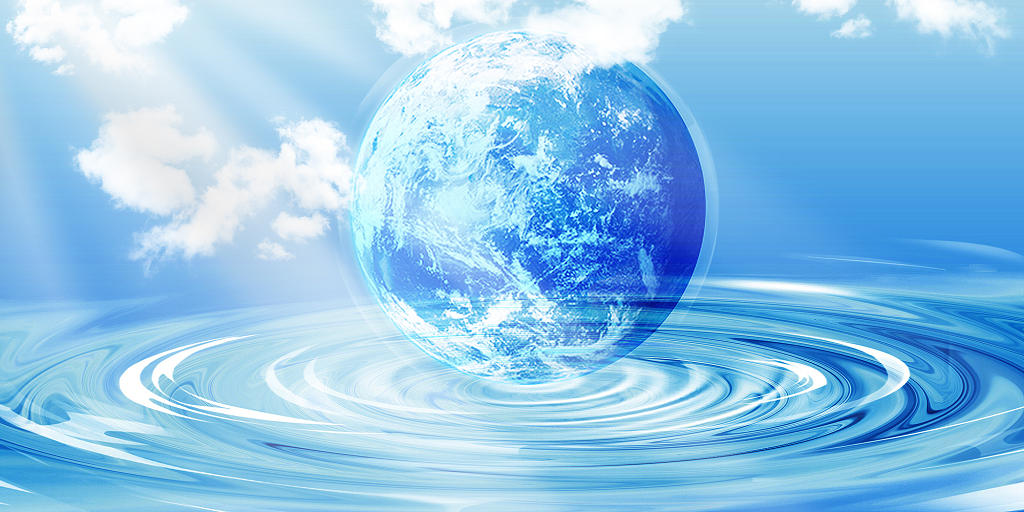 世界环境日蓝色简约水波地球世界地球日展板背景世界地球日背景