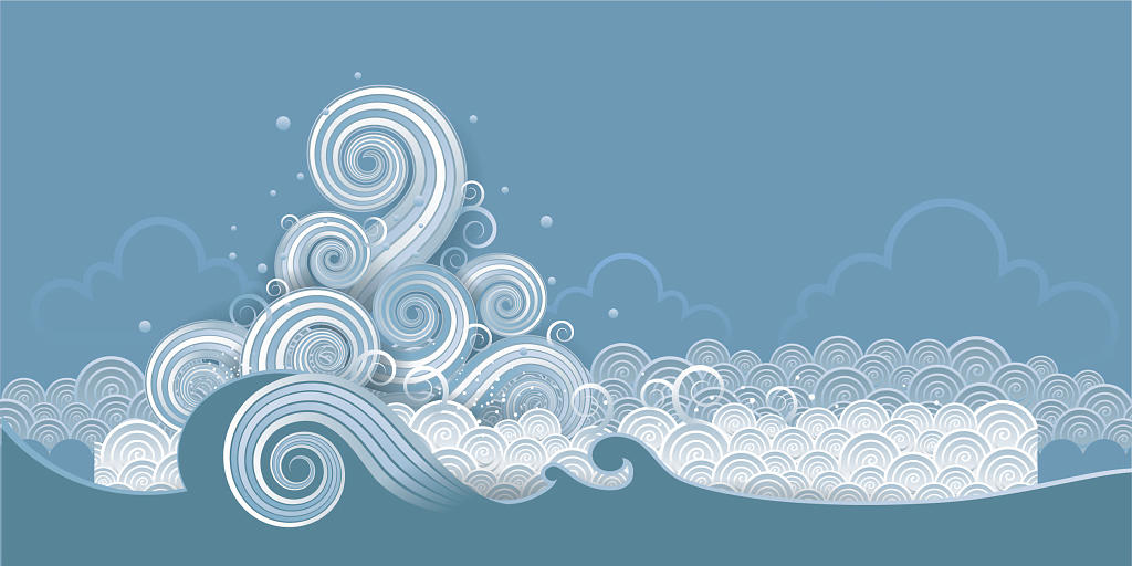 卡通手绘海洋大海浪花展板背景