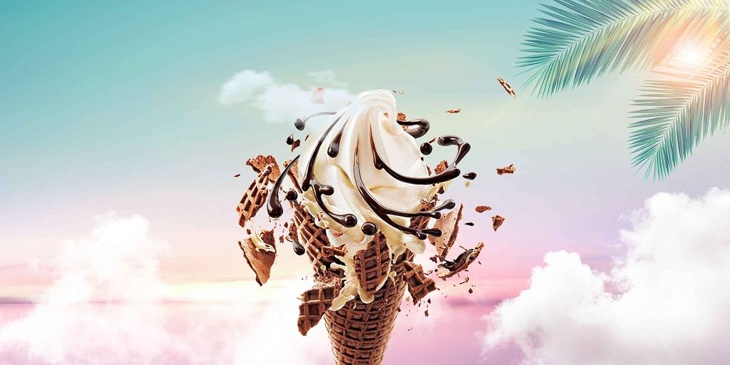 粉色夏日清新简约巧克力奶油冰淇淋冷饮背景夏日冷饮冰淇淋背景