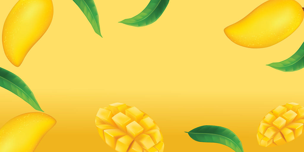 黄色水果芒果夏日饮品边框展板背景