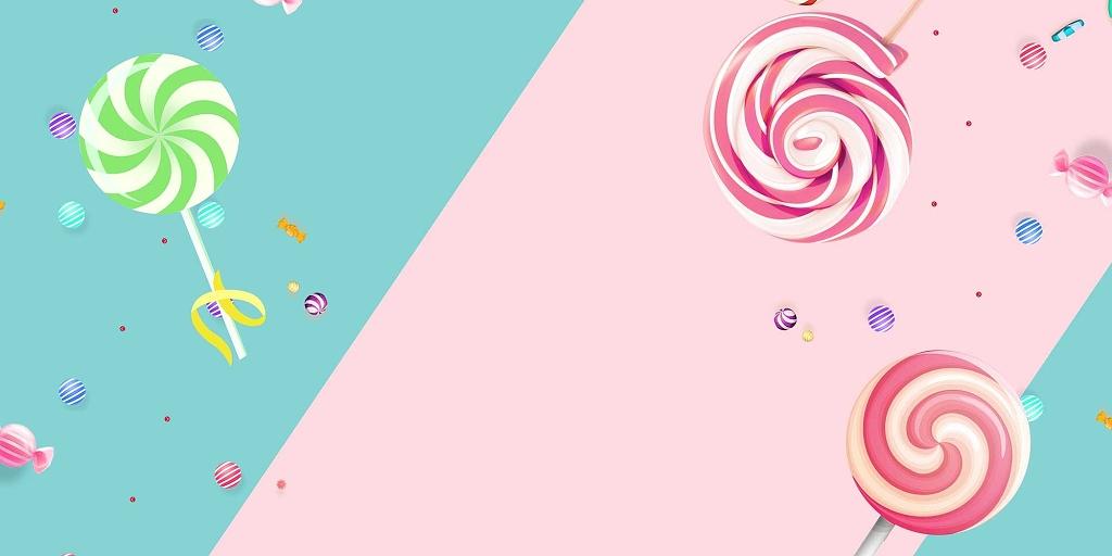 蓝色粉色简约糖果小球棒棒糖甜品展板背景甜品背景