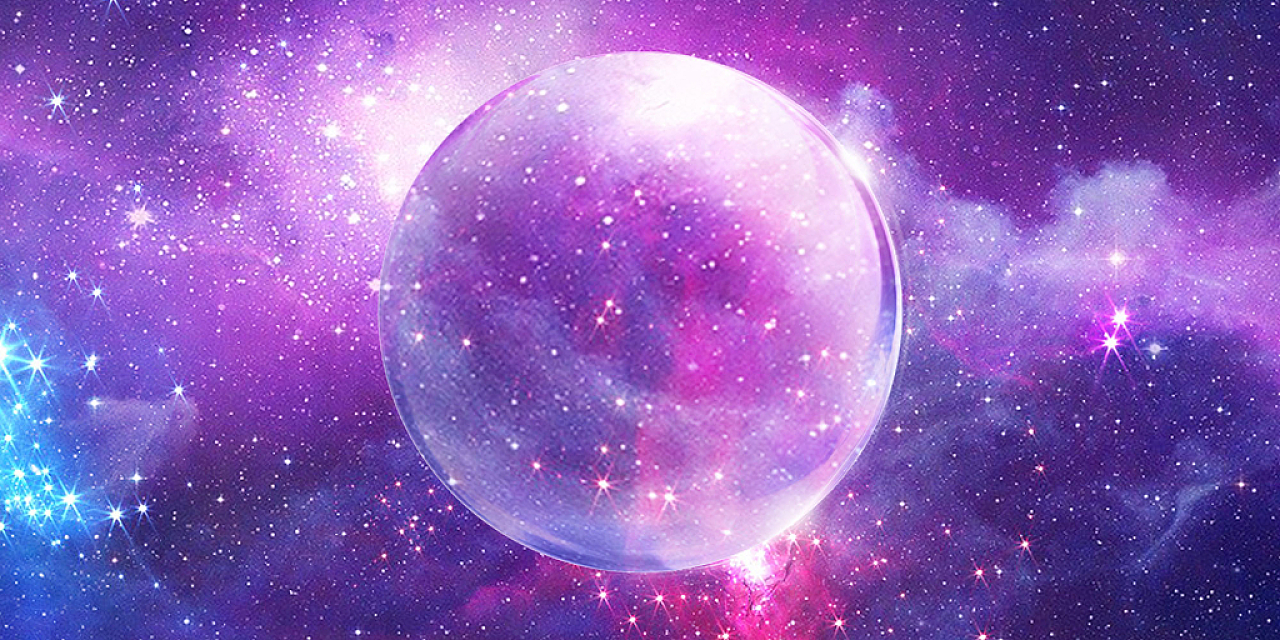 紫色蓝色场景大气星空球体紫色星空展板背景