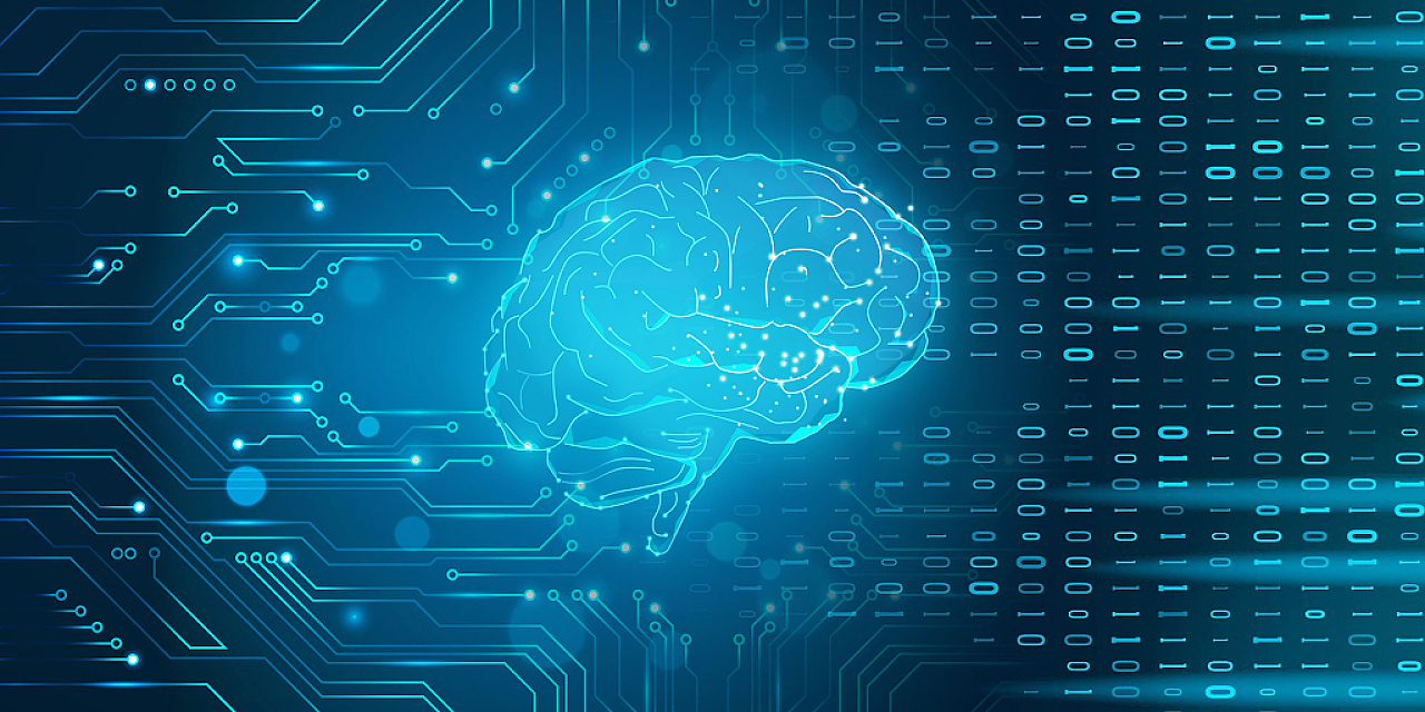 蓝色科技感人脑电路数字信息数据展板背景