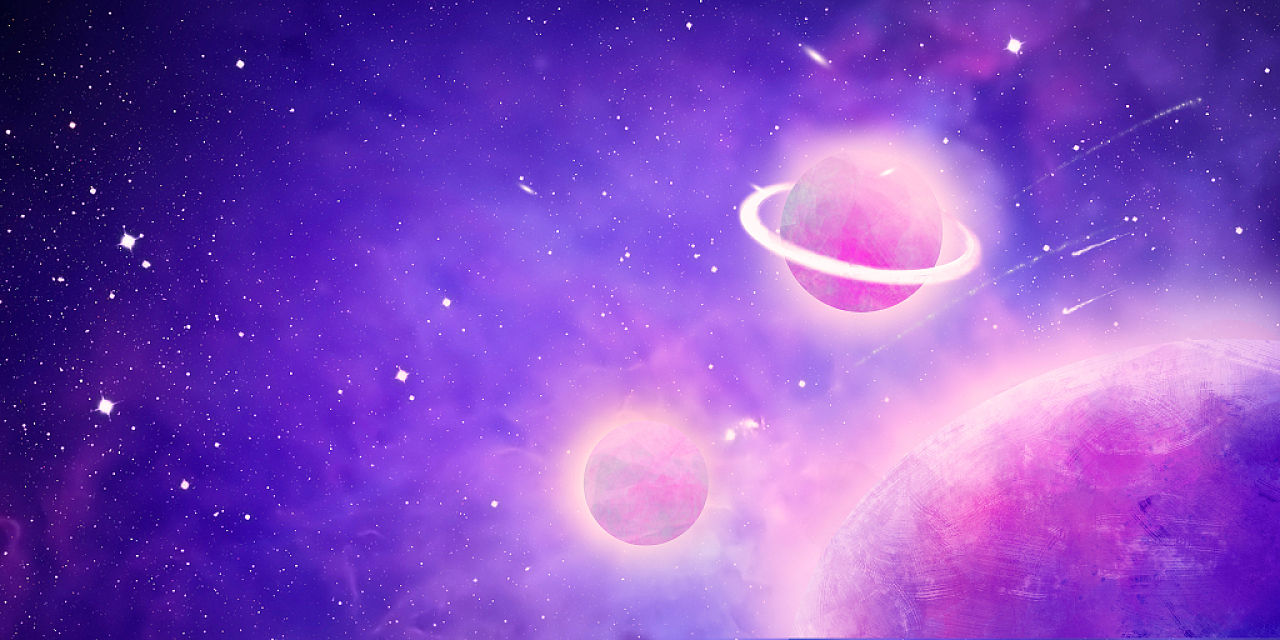紫色唯美梦幻星空银河太空星空星球展板背景
