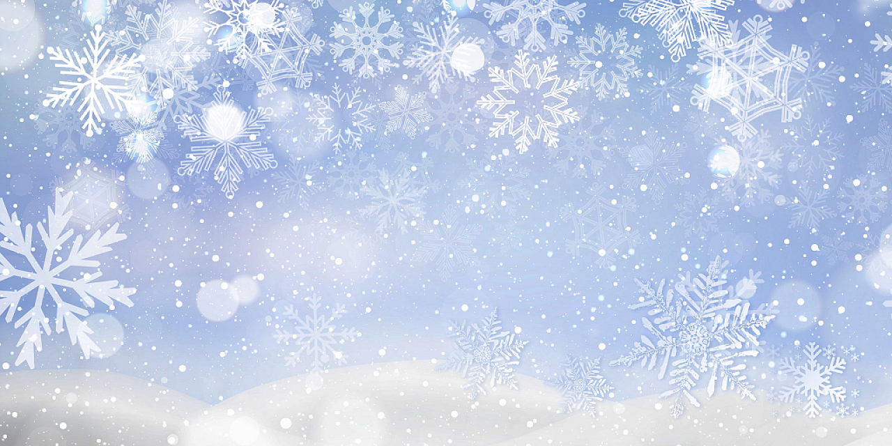 蓝色唯美手绘冬日雪花下雪展板背景