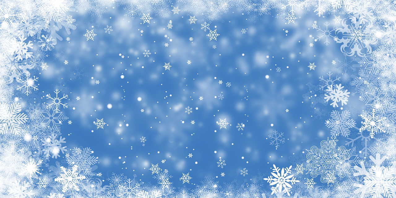 蓝色唯美冬季飘雪浪漫梦幻雪花展板背景