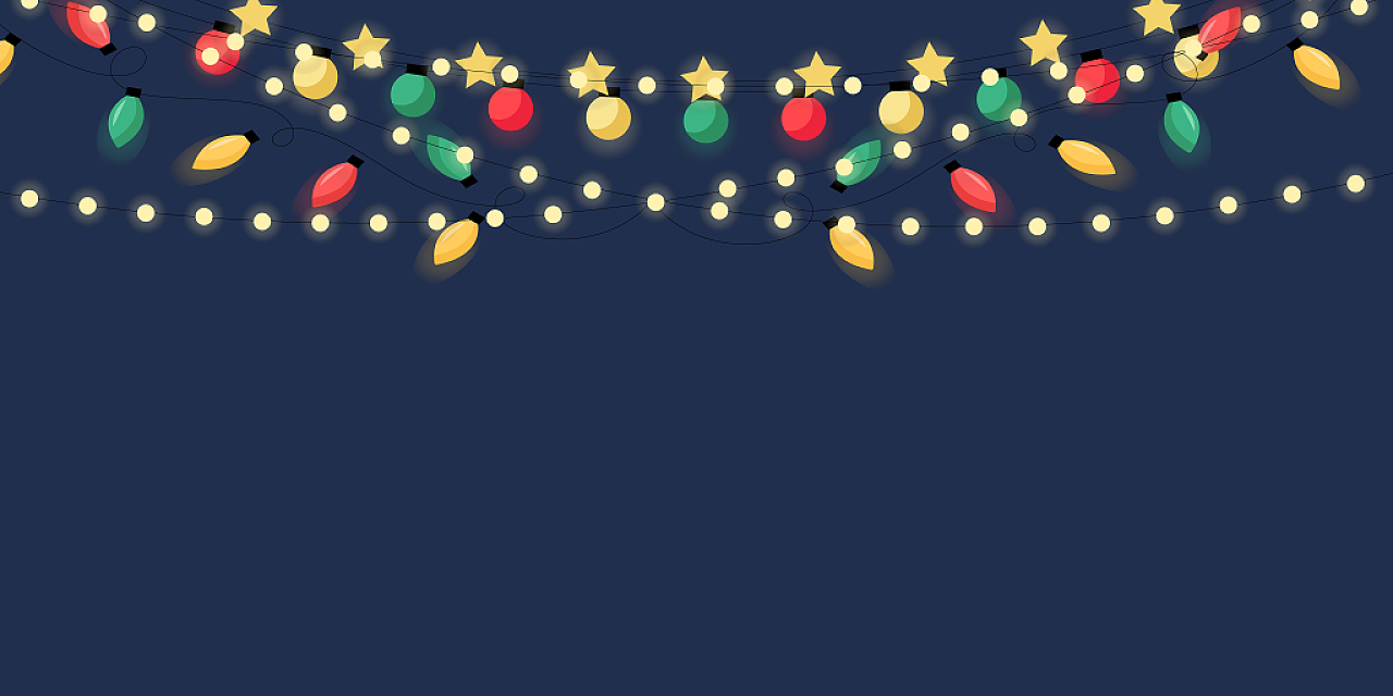深蓝色卡通圣诞节星星灯星星氛围灯展板背景