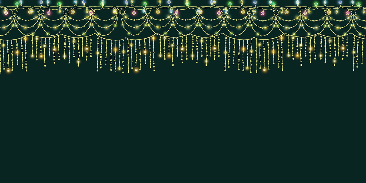 绿色手绘卡通圣诞节星星灯发光灯光氛围亮光展板背景