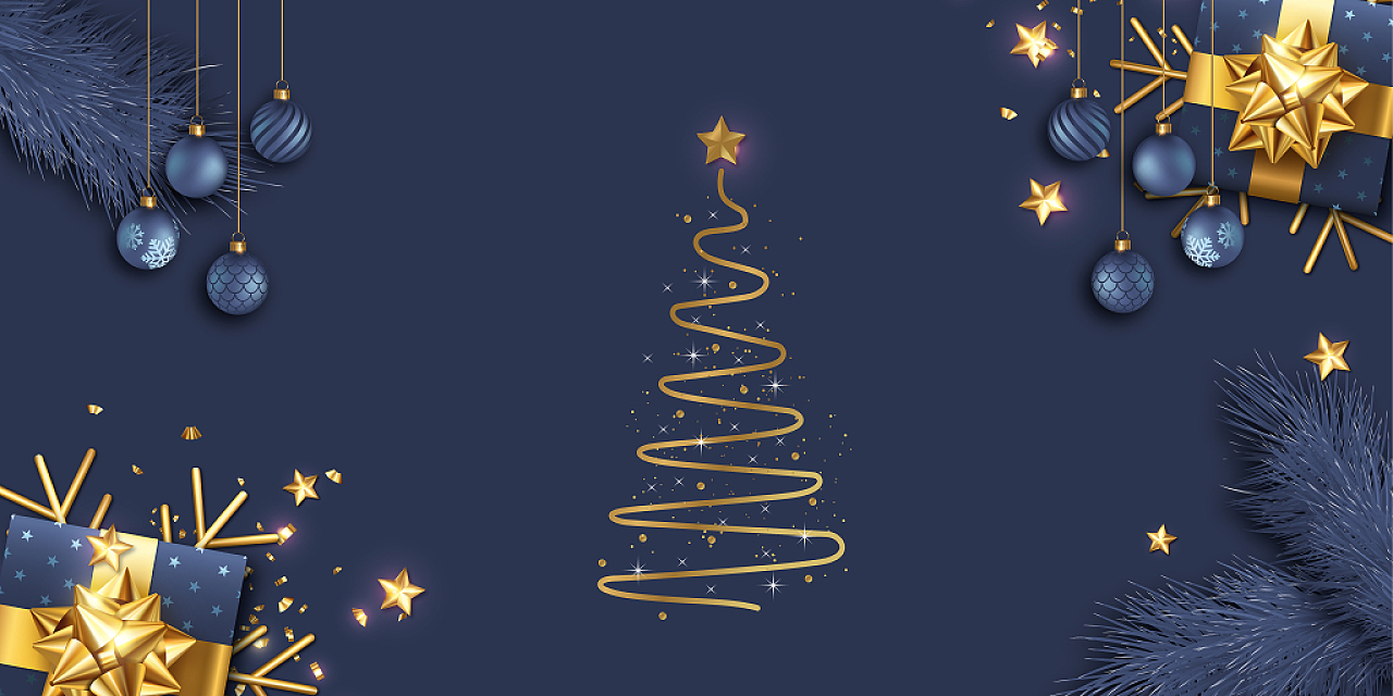 深蓝色冬天圣诞节圣诞装饰星星圣诞圣诞节背景