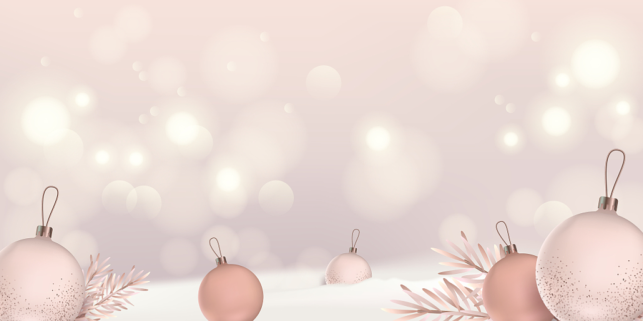 粉色小清新冬季圣诞节装饰球展板背景