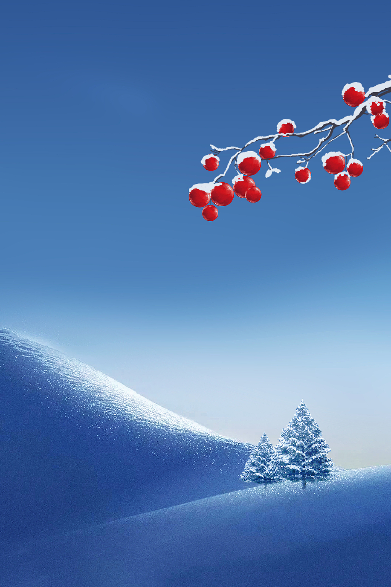 蓝色古风雪丘雪松传统二十四节气大雪海报背景