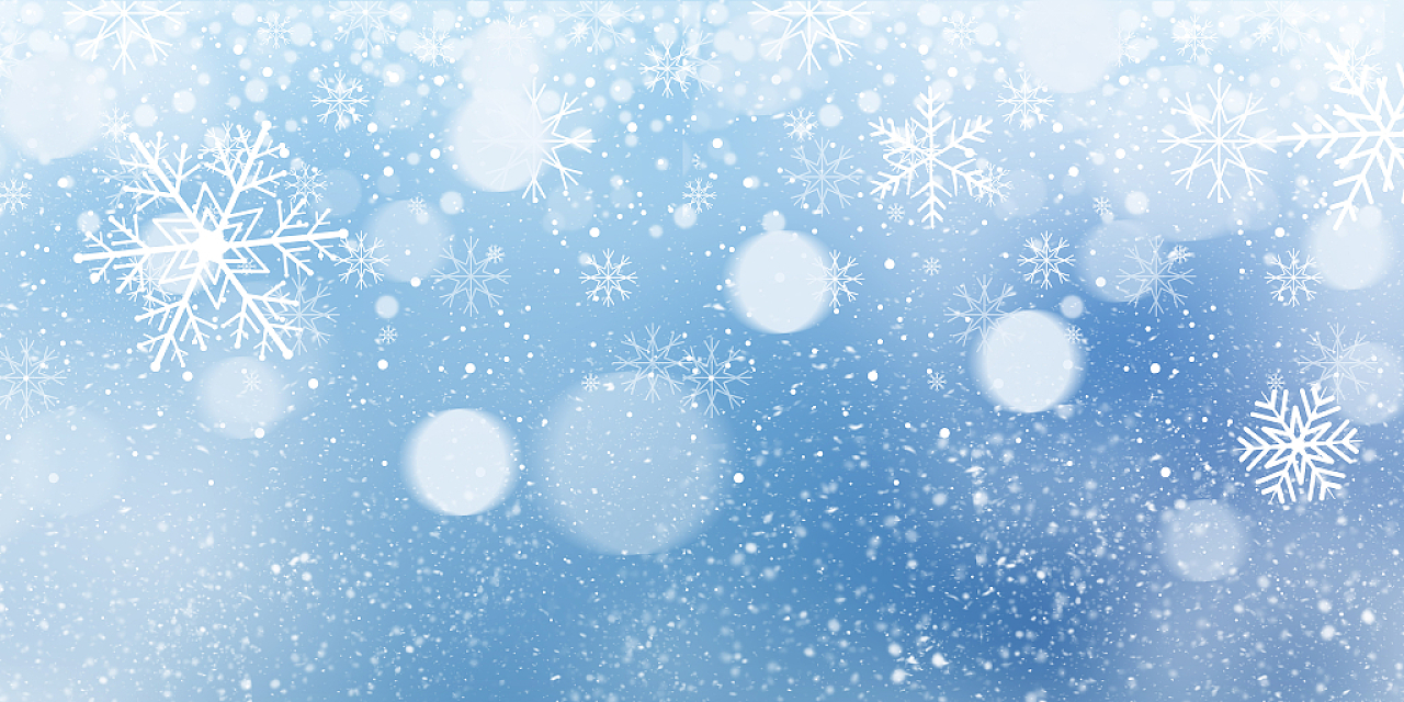 蓝色唯美雪花模糊圣诞节冬天雪花展板背景圣诞节冬天雪花光效