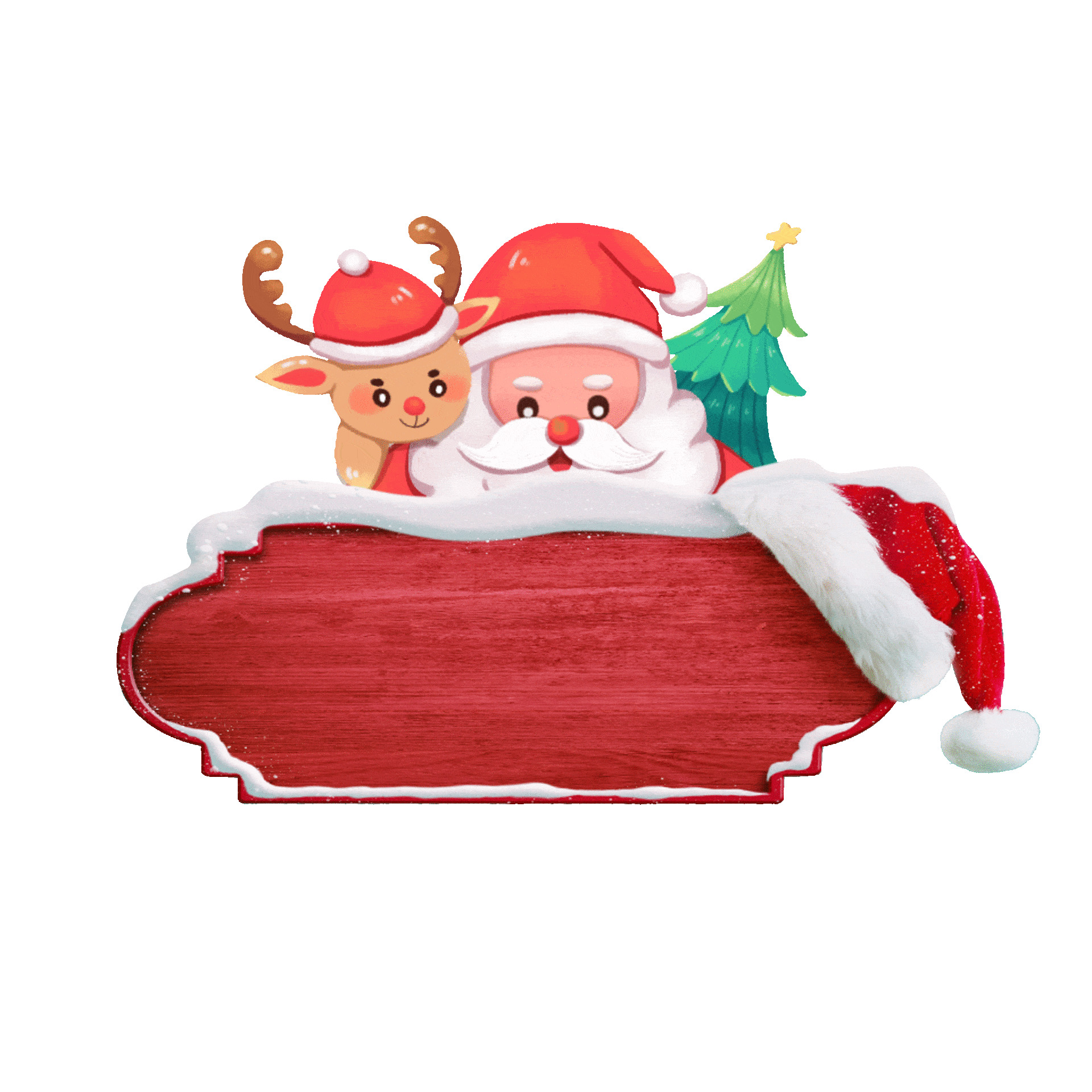 圣诞老人小鹿边框标签GIF动态图圣诞老人边框