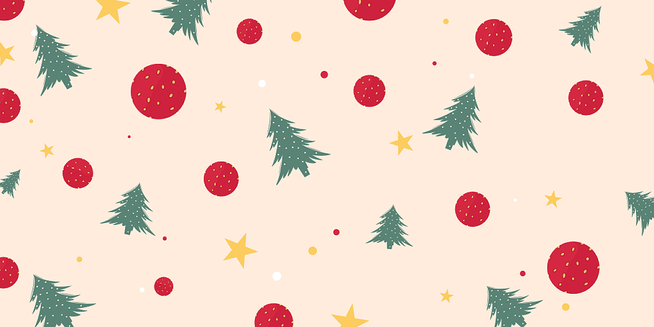粉色简约卡通扁平化草莓星星圣诞树展板背景圣诞背景