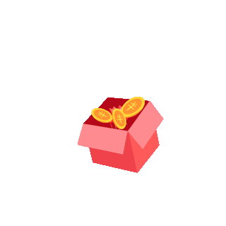 红色代金券元素礼物盒元素GIF动态图