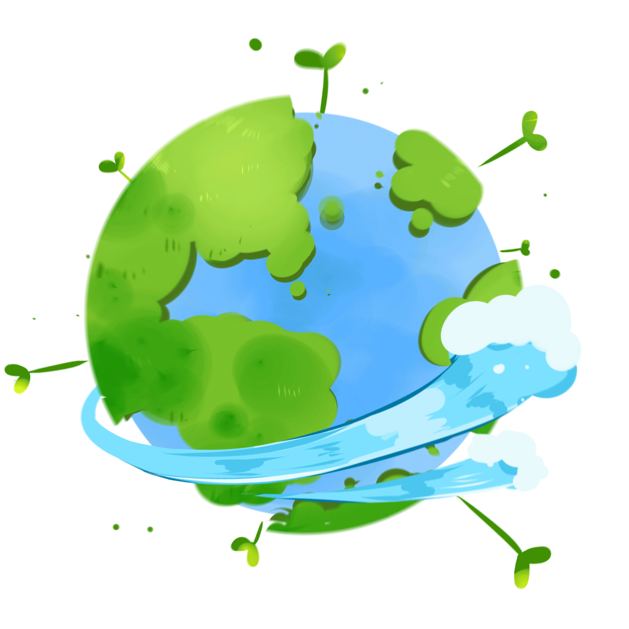 绿色卡通地球元素GIF动态图