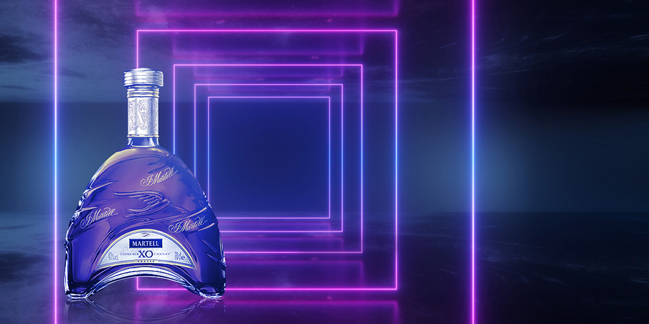 紫色光效科技几何立体空间酒吧代金券背景