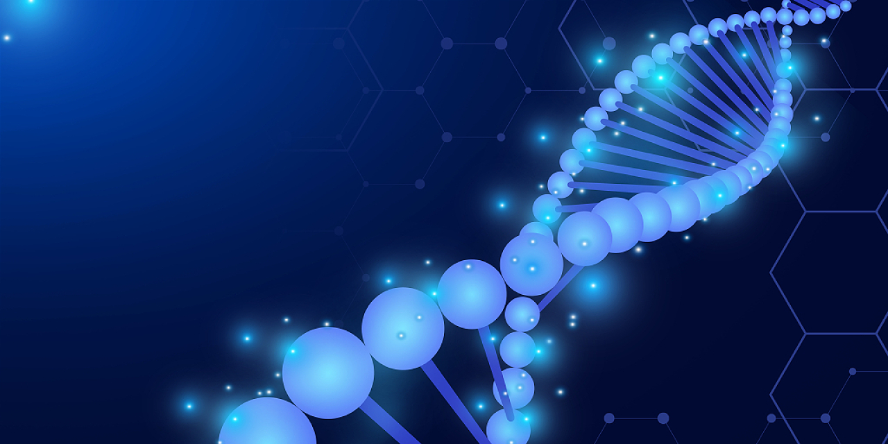 蓝色科技感分子技术DNA螺旋背景分子技术dna