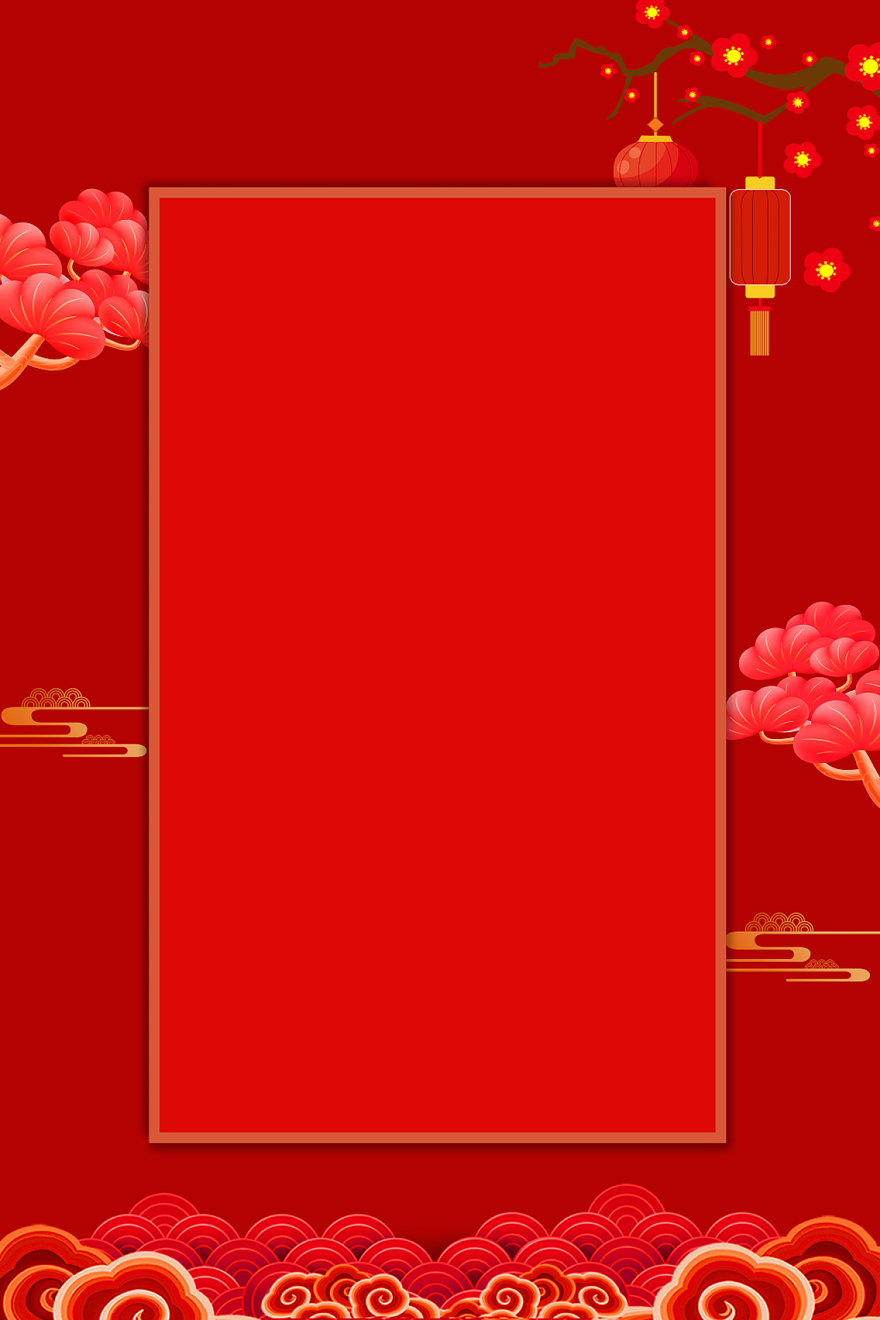 红色喜庆边框新年晚会节目单放假通知边框海报背景