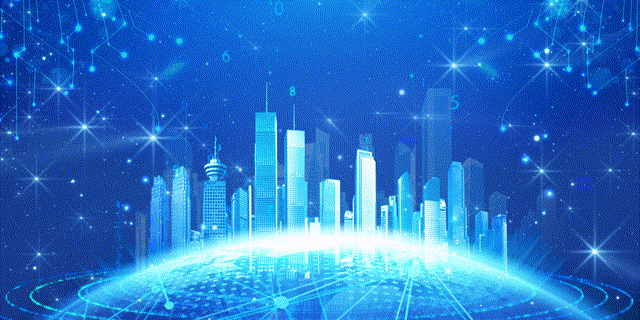 蓝色粒子科技城市背景GIF动态图