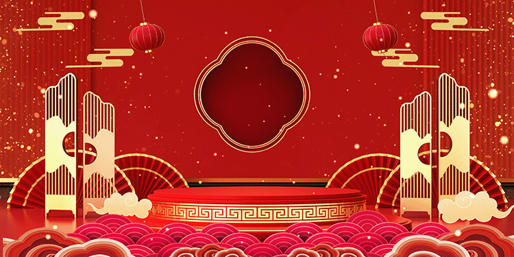红色中国风春节年货节背景gif动图